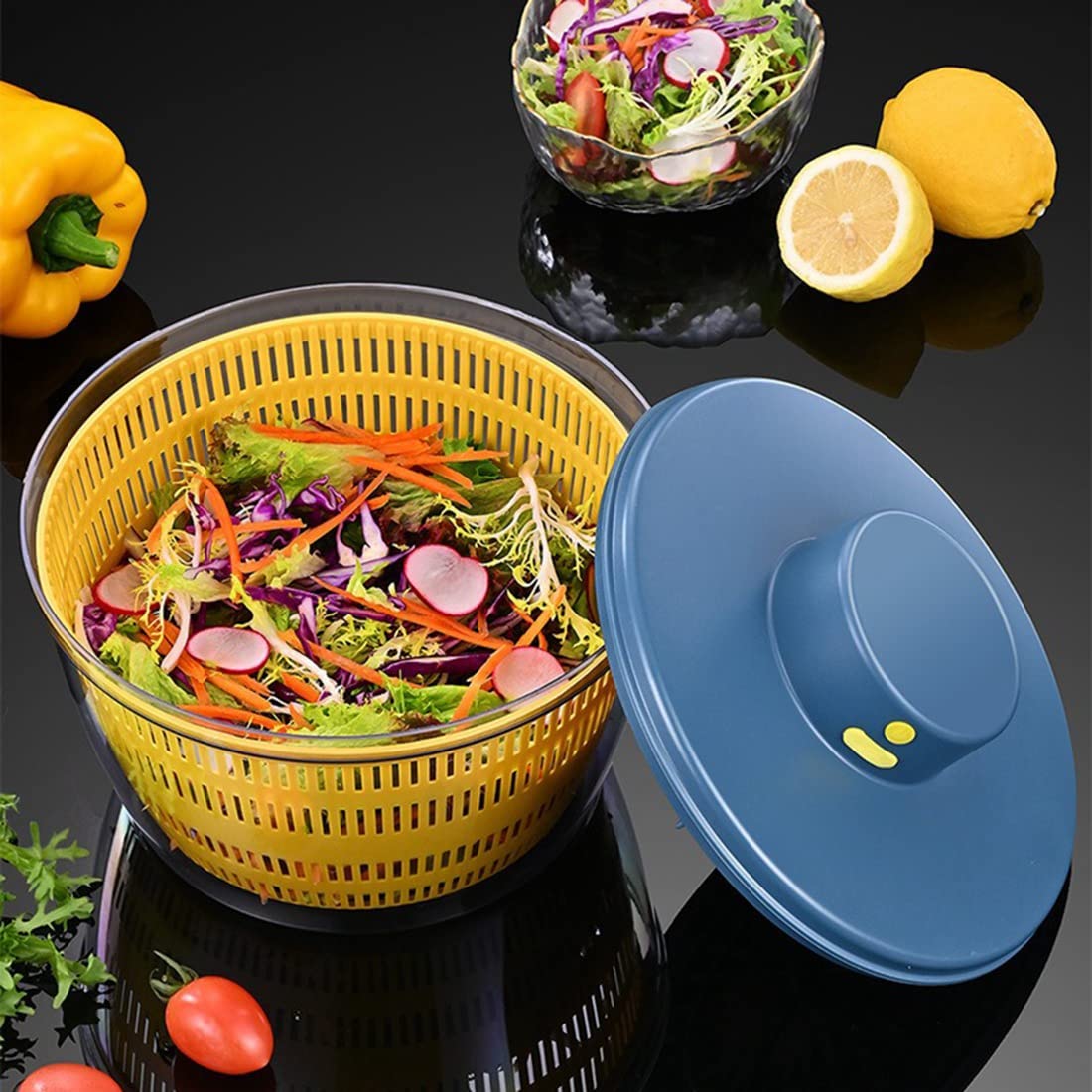 SéChoir éLectrique Essoreuse à Salade DéShydrateur Multifonction Fruits éGouttoir USB Charing éGouttoir de Cuisine