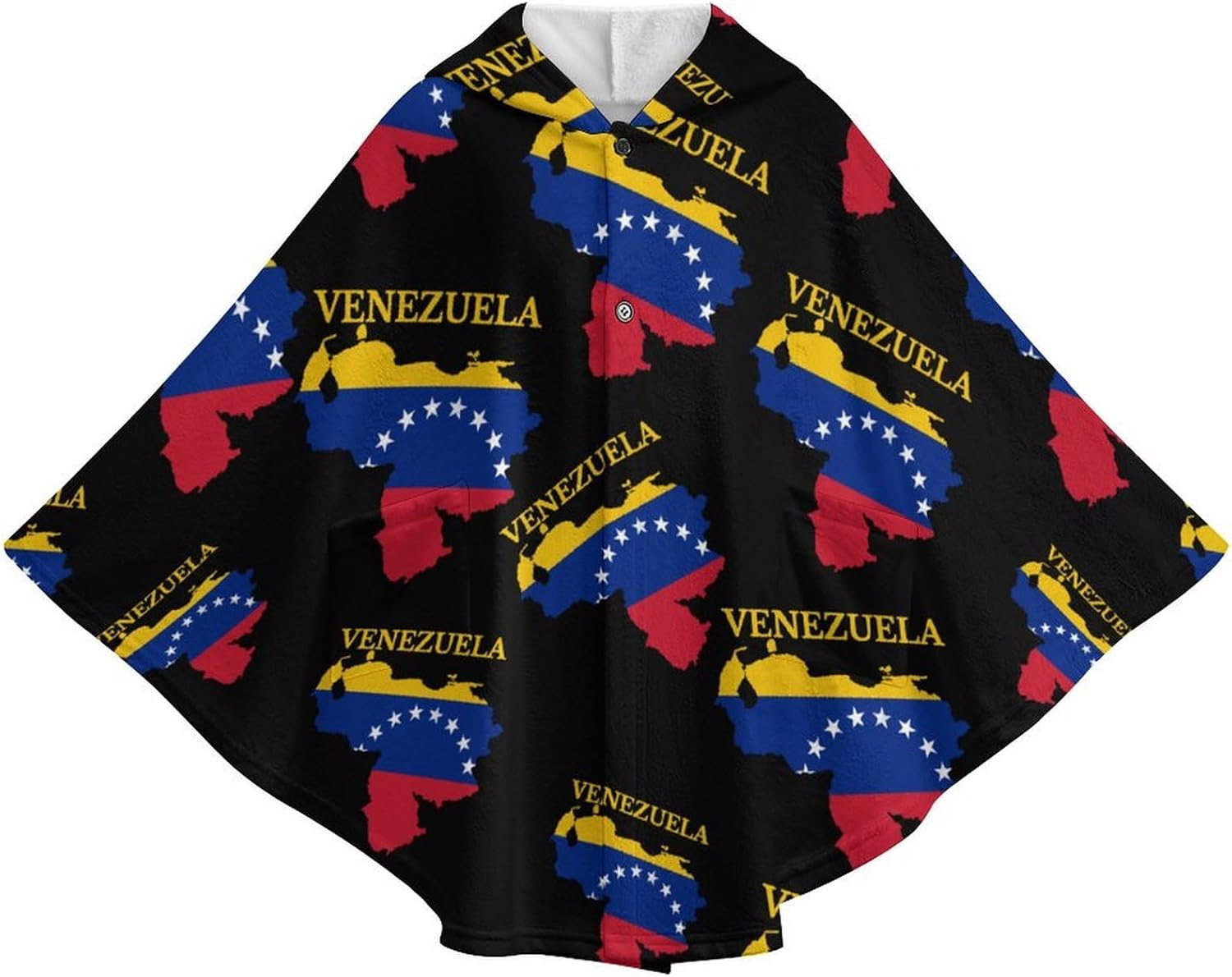 Venezuela Map Flag Wearable Blanket with Hooded Flannel Blankets Cape with Pocket