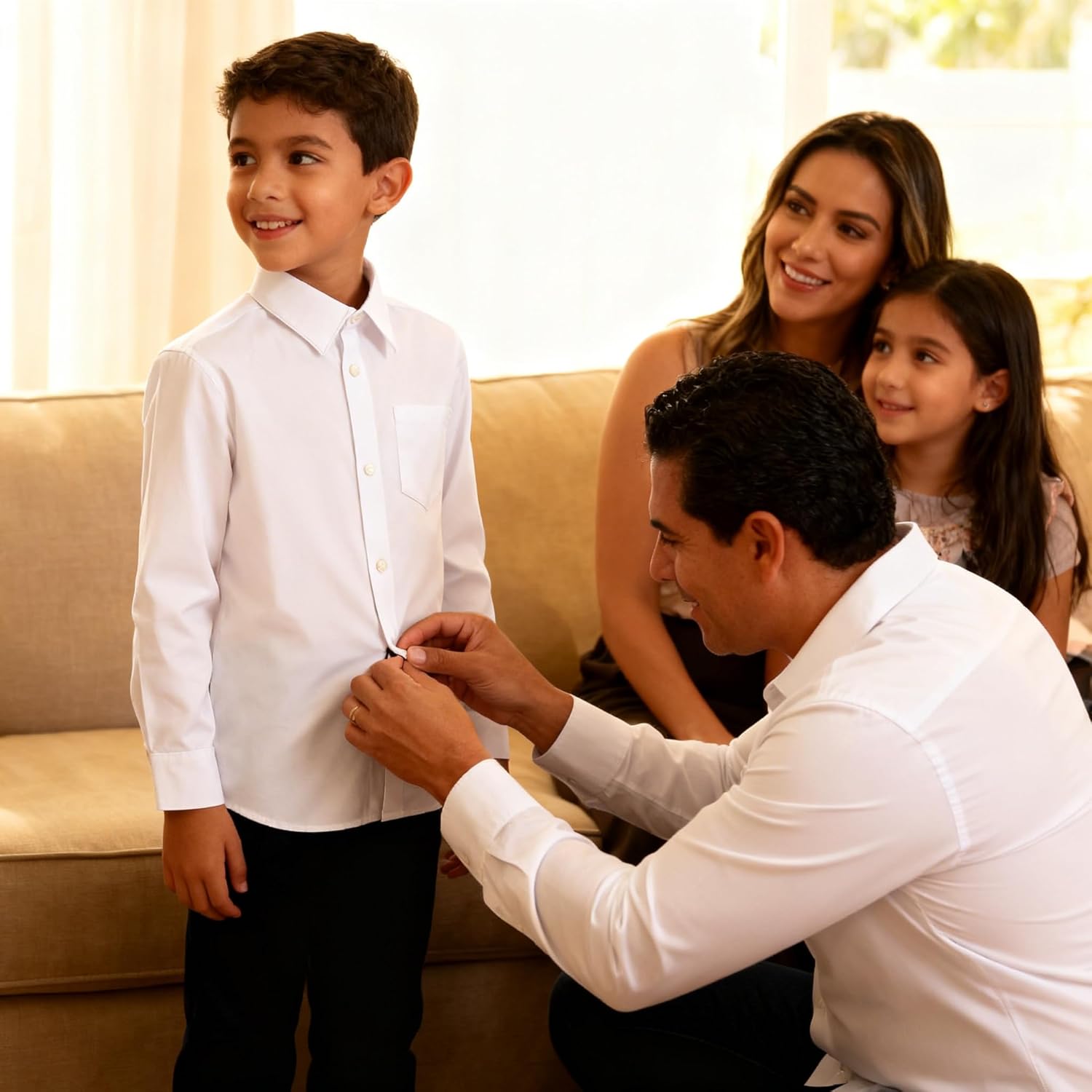 Bienzoe Boys Button Down Shirt: Kids School Uniform Long Sleeve Tops for Concert - Image 3