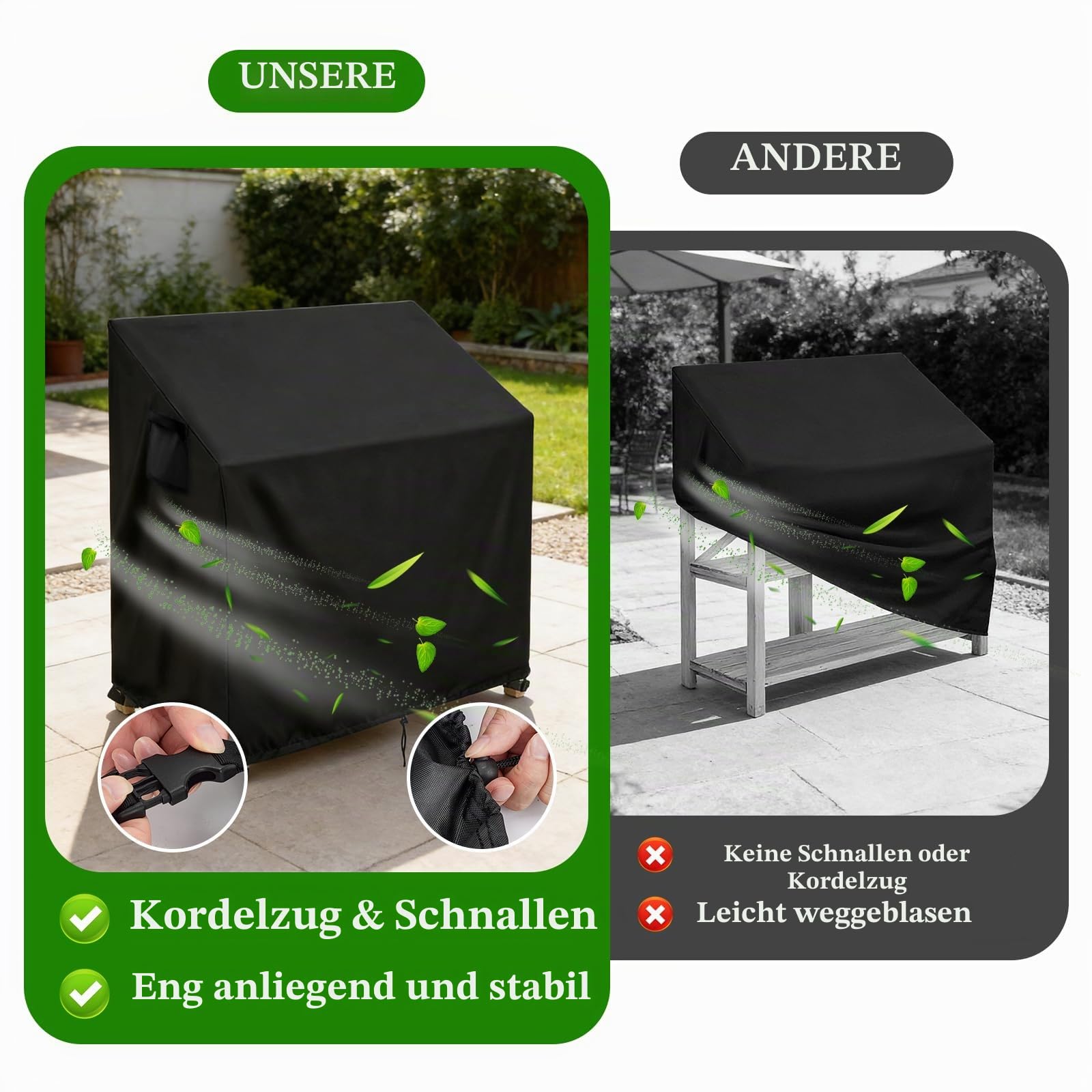 Onlyme Pflanzbankabdeckung – Wasserdichte, Staubdichte und Winddichte Abdeckung für Outdoor-Küche, Grillstation/Pflanzschuppen, Gartenarbeitstisch, 115 x 51 x 124 cm, Schwarz