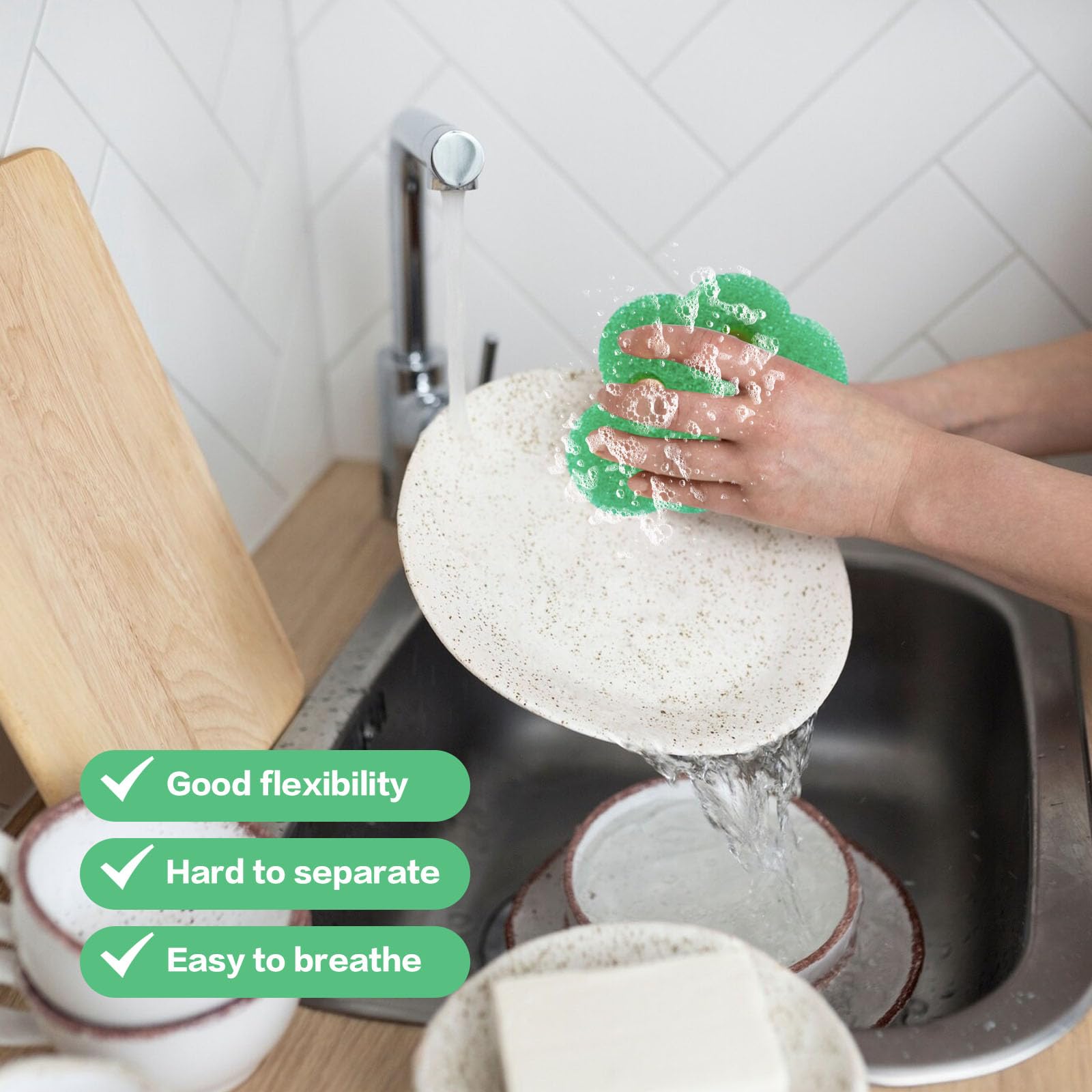 Hometimestore Dishwashing Sponge, Scratch-Free Cleaning & Odour-Repellent - Image 3