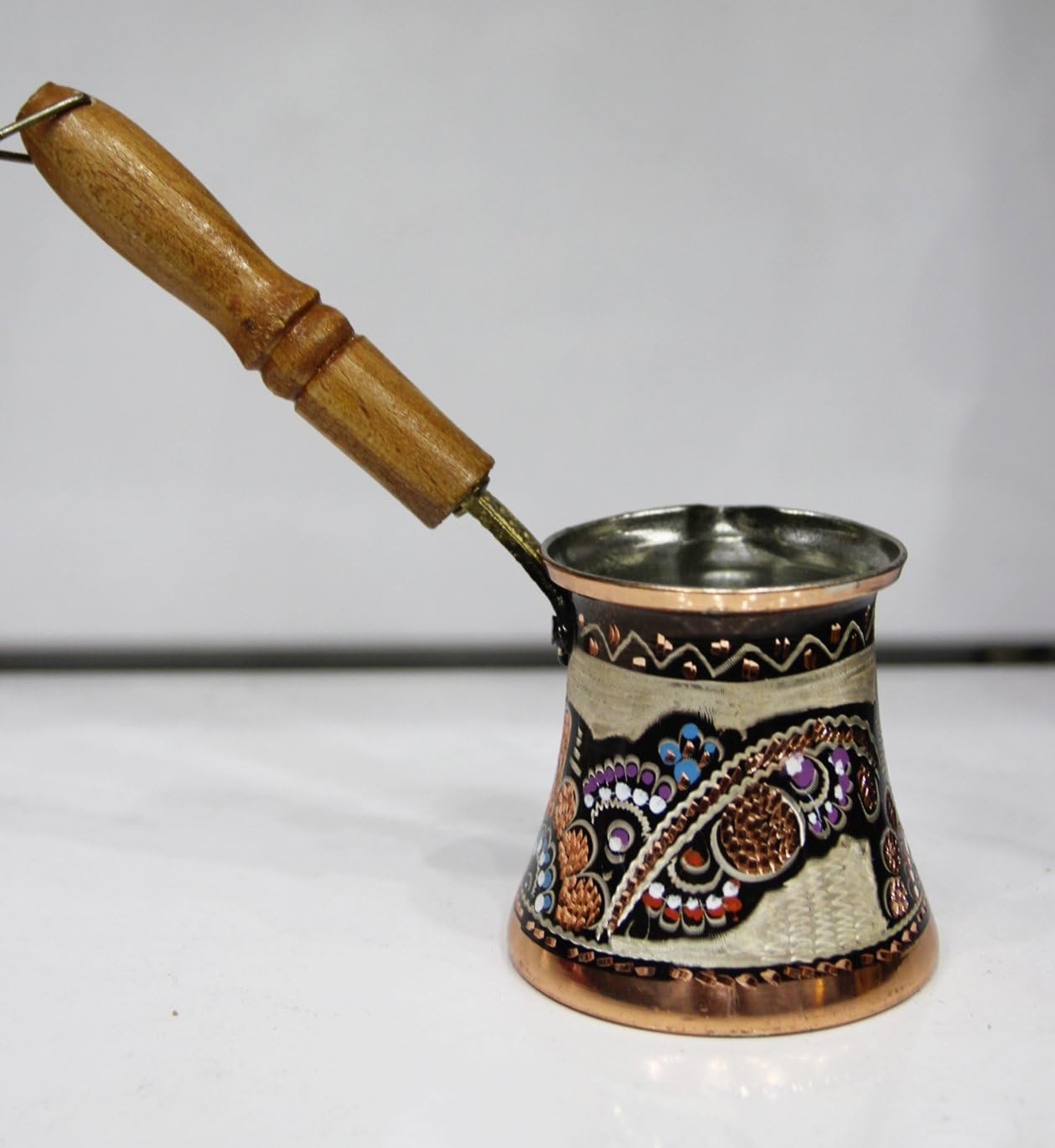 Handmade Copper Milk Warmer Stovetop Pot, Stainless Steel, Handmade Hand Painted in Turkey, Large Size