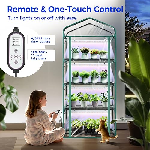 Vista 39 de Ohuhu - Mini invernadero con techo de pantalla, invernaderos pequeños portátiles mejorados de 4 niveles para exteriores e interiores con puerta