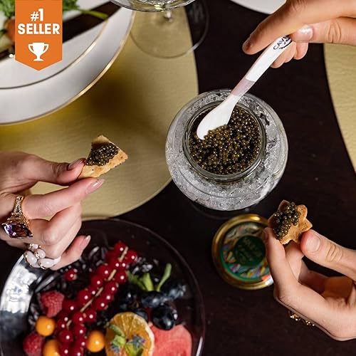 Miniatura 4 de Caviar dEden negro de esturión Osetra de alta calidad - 18 oz  50 g en tarro de metal - Colección KASPIAN - Caviar negro de alta calidad con sabor