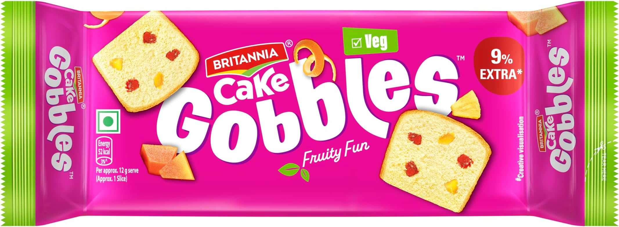 100% Veg Bar Cake Fruit, 60 G/55 G[Weight May Vary]