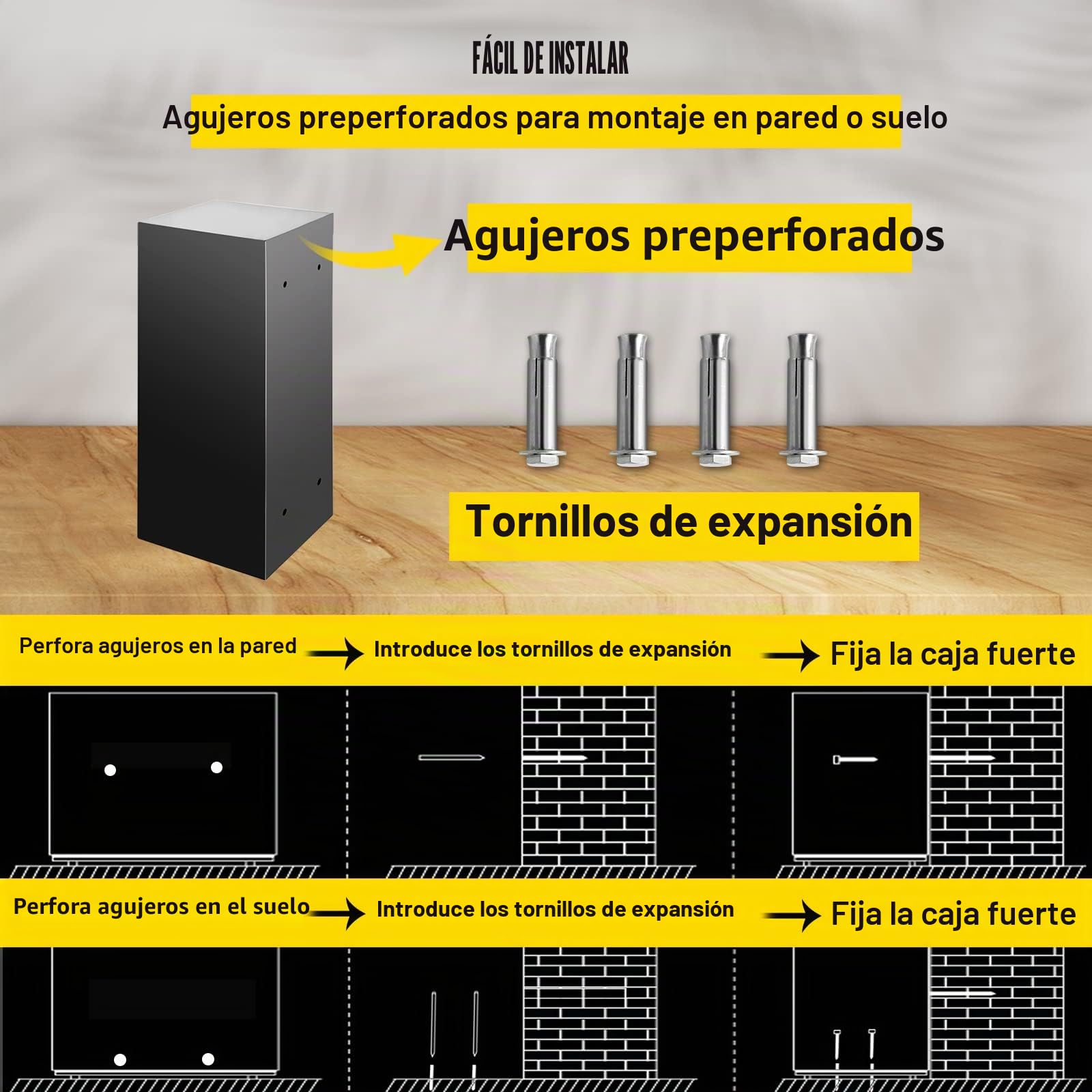 Caja Fuerte de Seguridad con Llave de 75 x 34 x 34 cm, Caja de Seguridad Digital con Cerradura de Seguridad BXG-052, Caja Fuerte Digital de Hierro Fuerte de 33 ", Diseño 2 en 1 Negro