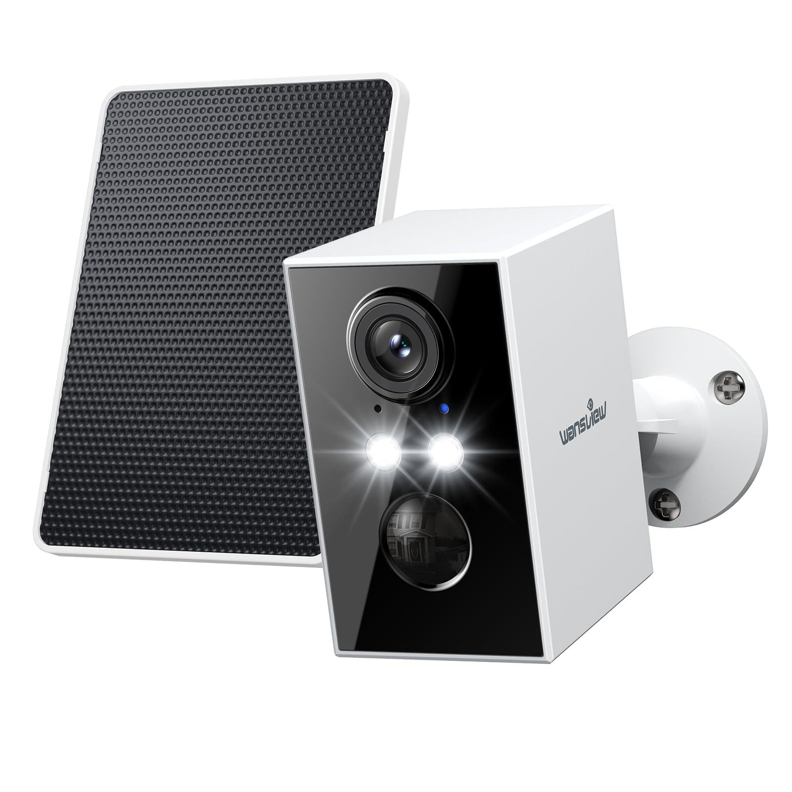 wansview Camara Vigilancia WiFi Exterior Solar - 2K Camaras Vigilancia Domicilio WiFi 2.4G hz Seguridad sin Cable con Batería, PIR Sirena, Visión Nocturna Color, IP65