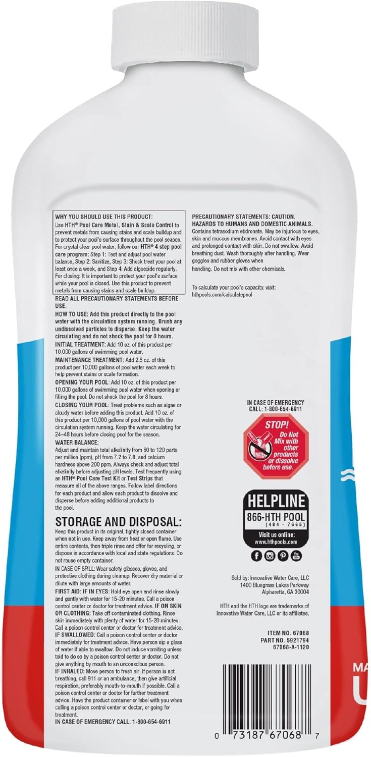 HTH 67068 Swimming Pool Care Metal & Stain Defense - Prevents Staining and Corrosion