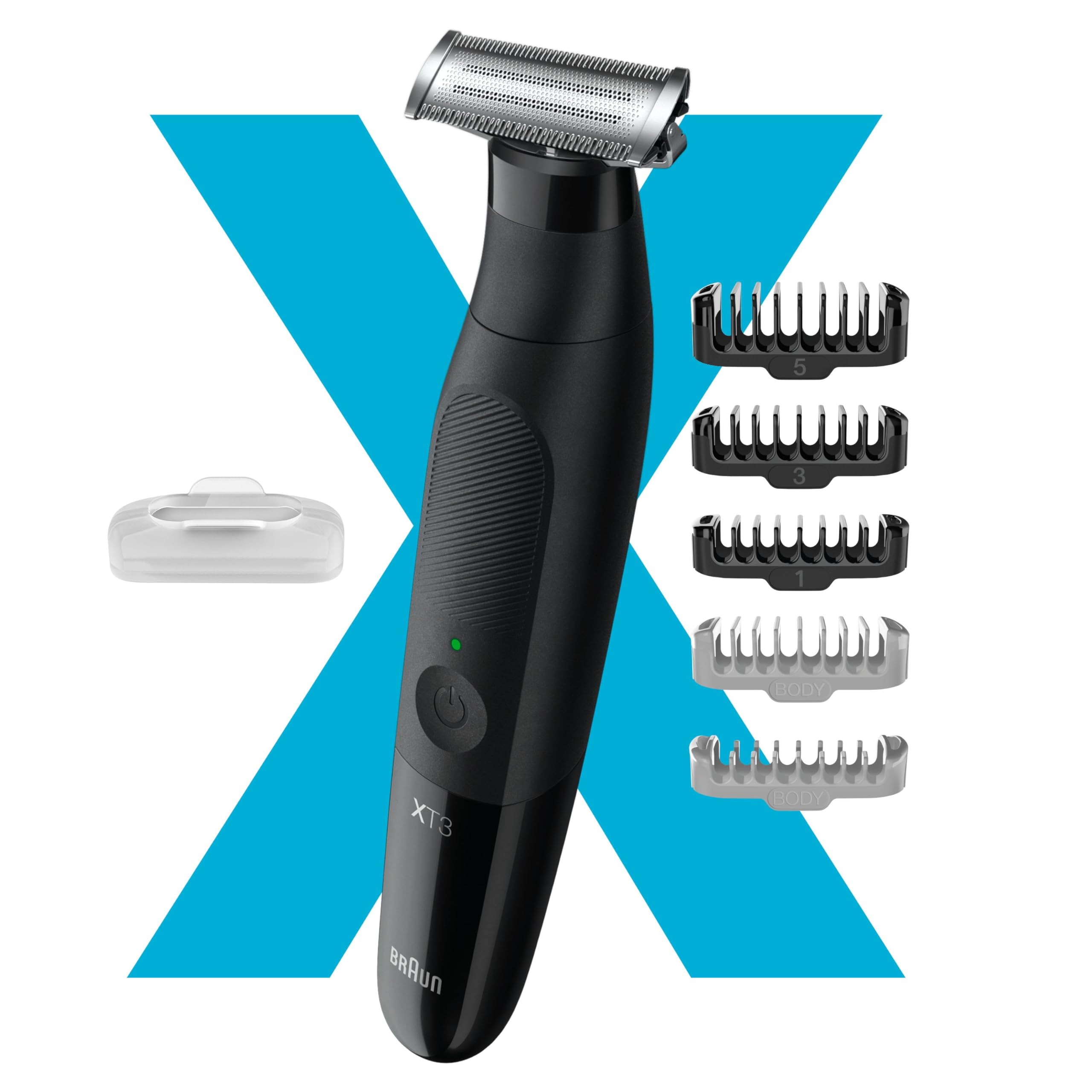 Braun Series X Recortadora de Barba, Afeitadora Eléctrica, cortapelos hombre, Máquina de Afeitar Hombre con 1 Lámina, Kit De Rasurado Corporal para Pelo, Bigote, Inglés, Pecho, Axilas, XT3200