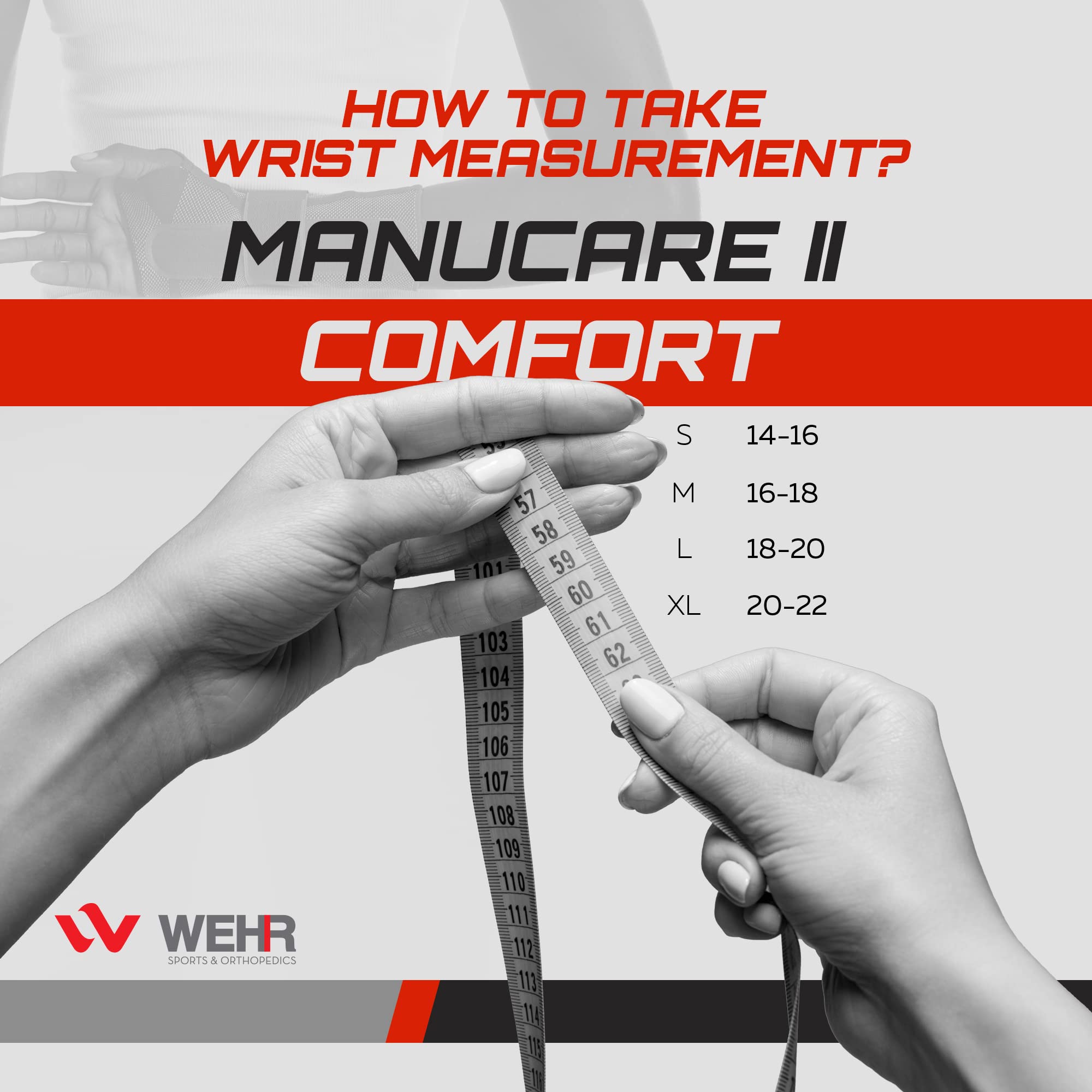 WEHR Manucare COMFORT Wrist Brace for Wrist Support – Wrist Splint Hand Brace with Thermoplastic Splint – Hook and Loop Pressure Adjustment – Ideal for Carpal Tunnel, Arthralgia, Traumas of Soft Tissues. (Medium, Right)