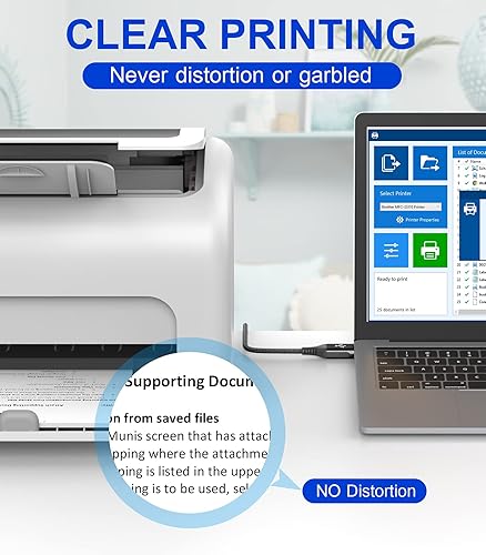 Miniatura 5 de sweguard - Cable de impresora 10 pies, cable USB-A a USB-B, cable de impresora y escáner trenzado de nylon de alta velocidad para HP, Canon, Dell