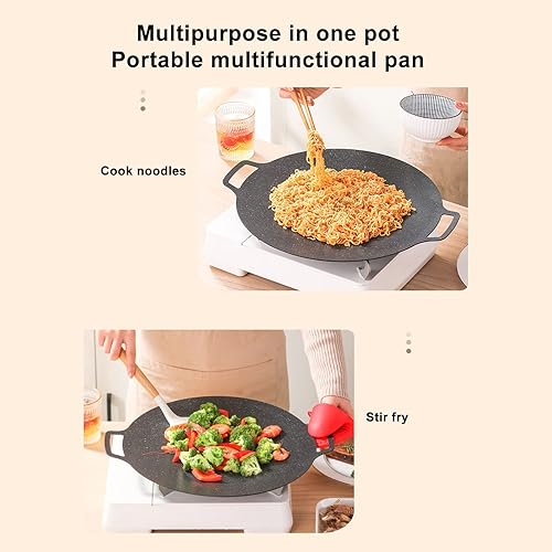 Miniatura 4 de Sartén coreana, parrilla coreana para barbacoa, sartén circular antiadherente para estufa de exterior del hogar, sartén con revestimiento