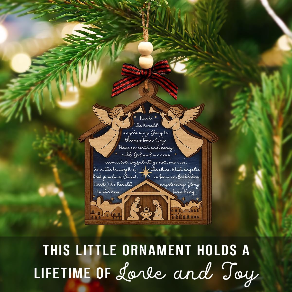 Christmas Nativity Ornament 2025 - Jesus Manger Religious for Women, Men, Nativity Ornaments for Family, Friends, Christians - Church Wooden Hanging Tree Decorations - Image 7