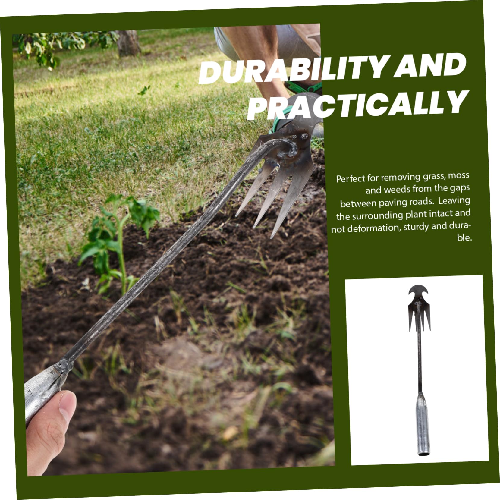 VICASKY Ergonomic Remover Tool Multi Function Weeder for Garden Lightweight Hand Rake for Uprooting for Home and Lawn Care