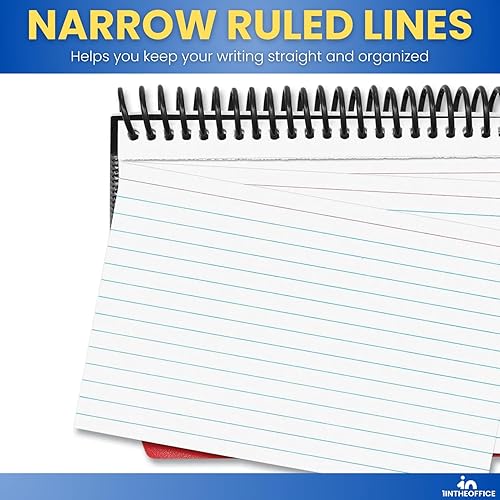 Miniatura 10 de 1InTheOffice Fichas de índice de 4 x 6 con rayas, encuadernadas en espiral, 120 tarjetas blancasespiral (paquete de 2)