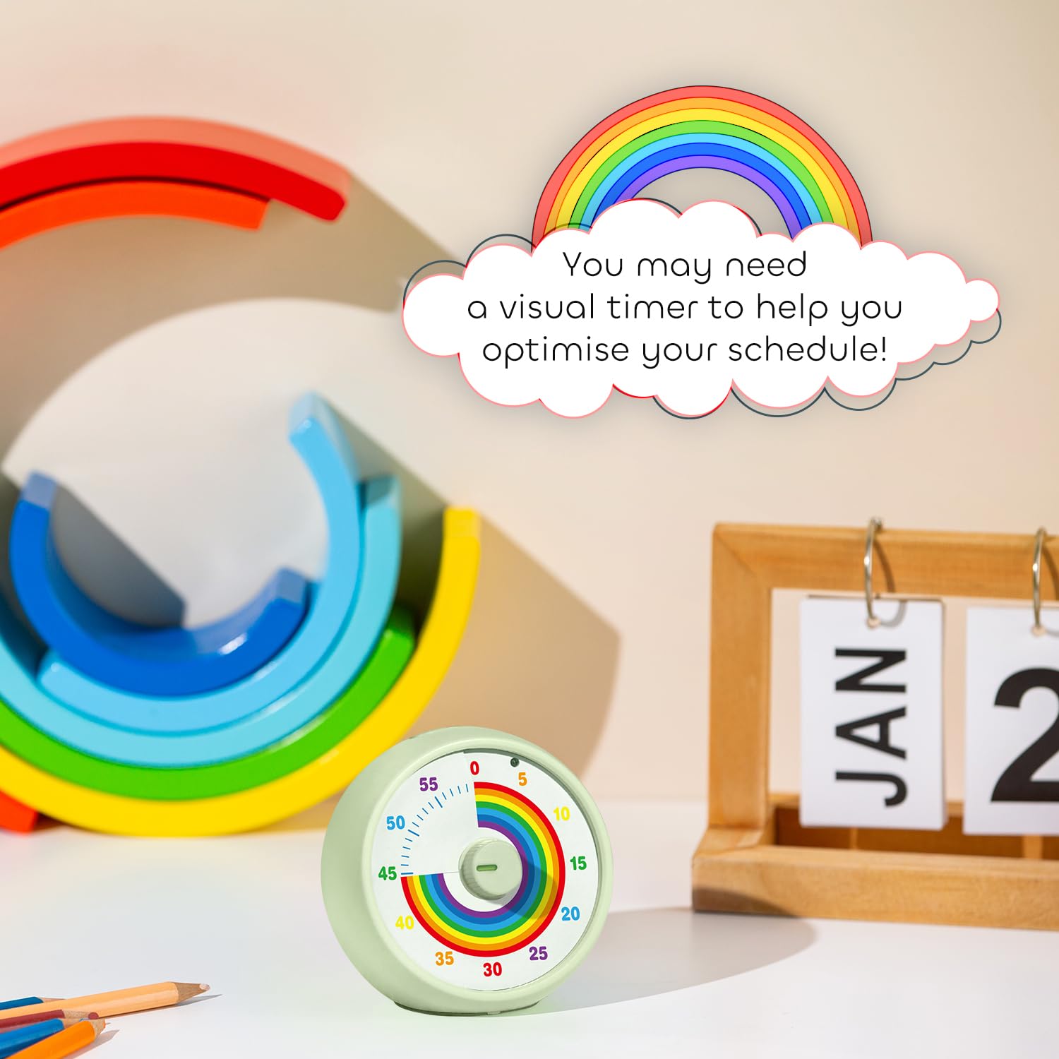 Visual Timer for Kids 60-Minute Countdown for Classroom Office Kitchen Desk Timer Kids Time Management Tools with Silent Operation - Image 2