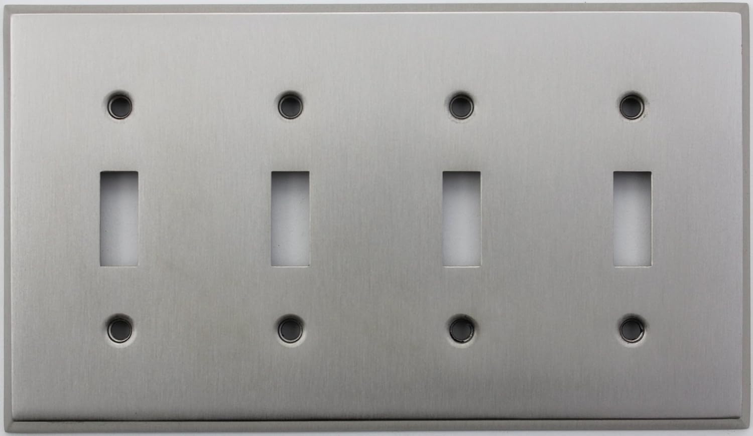 Classic Accents Stamped Steel Satin Nickel Four Gang Toggle Light Switch Wall Plate
