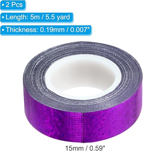 Miniatura 2 de PATIKIL Cinta brillante con purpurina de 0.591 in x 16.4 ft, paquete de 2 cintas adhesivas holográficas decorativas para manualidades, álbumes de