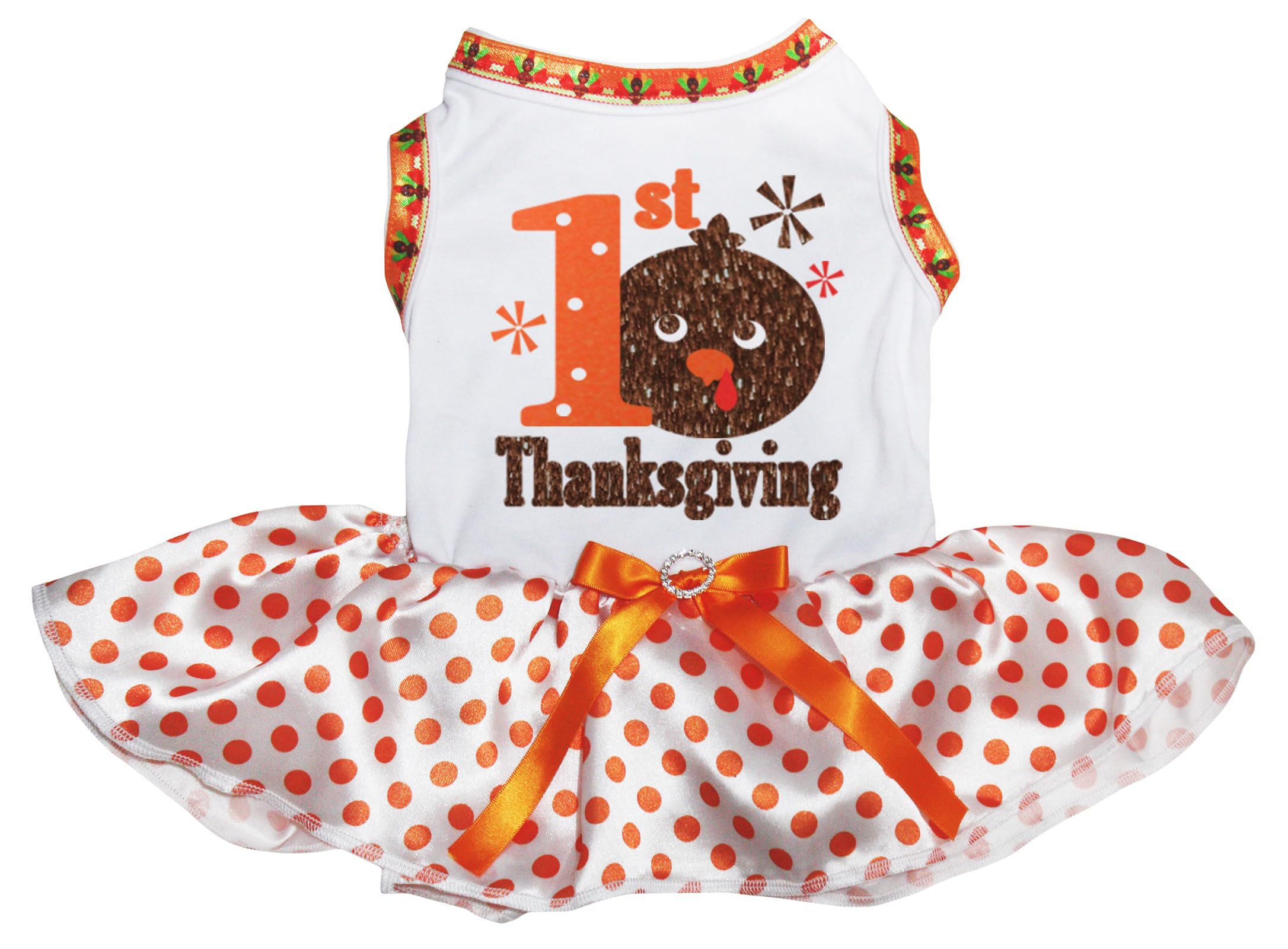 Robe de Thanksgiving pour chiot blanche à pois en taille XL