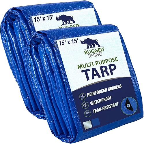 Miniatura 16 de RUGGED RHINO Lona resistente 100% impermeable para todo tipo de clima, 10 x 20 pulgadas, 2 unidades, lonas resistentes a la temperatura UV, cubierta