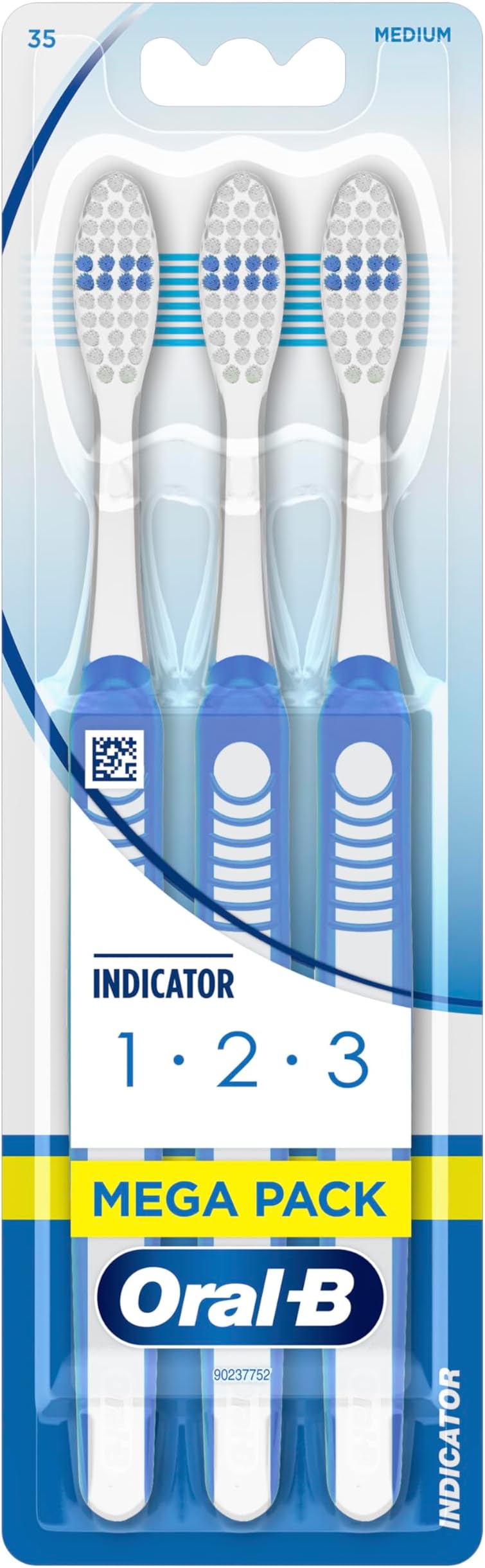 123 Indicator Medium Manual Toothbrush, Gentle On Teeth and Gums, Medium Bristles