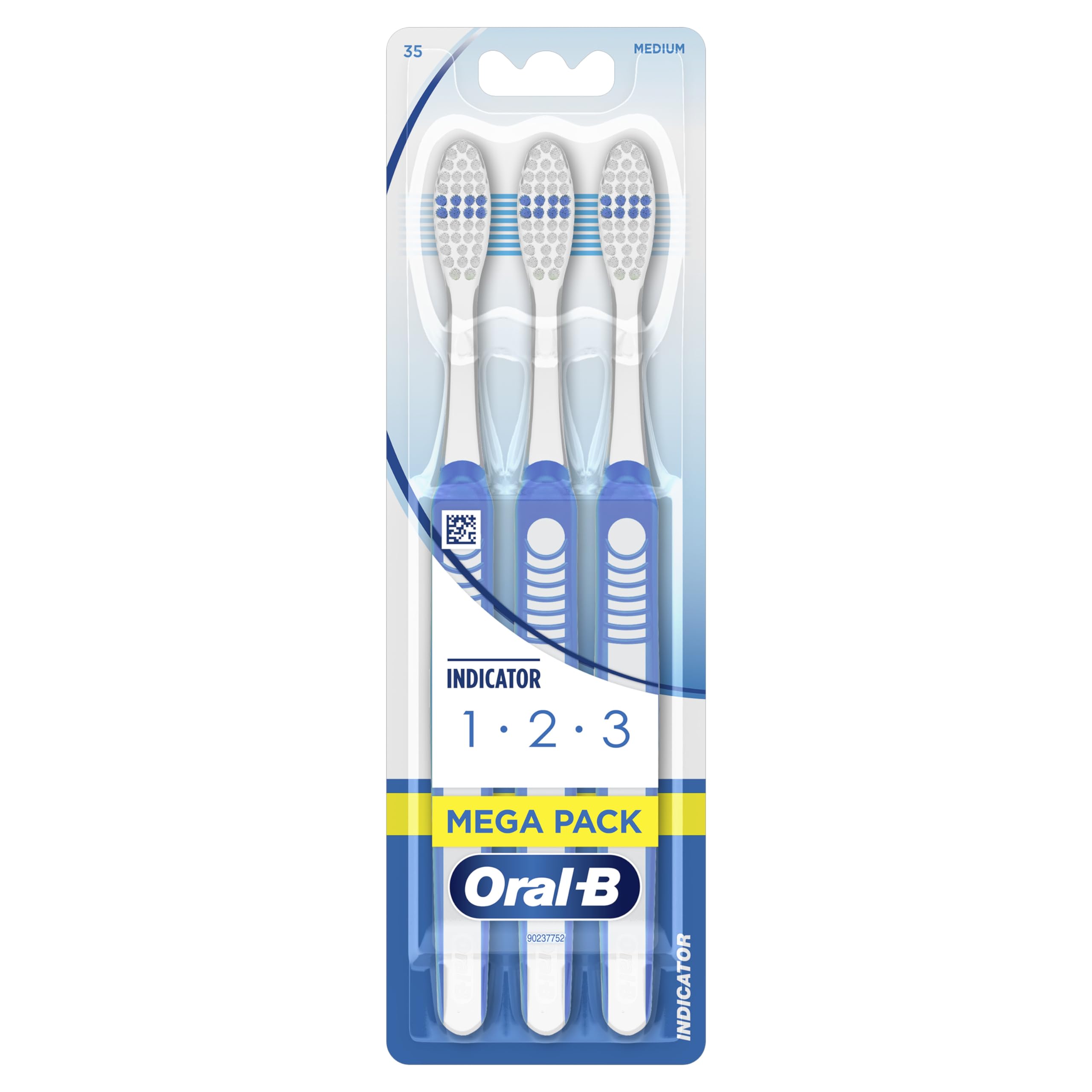 123 Indicator Medium Manual Toothbrush, Gentle On Teeth and Gums, Medium Bristles