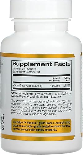Miniatura 3 de California Gold Nutrition Gold C - Suplemento de vitamina C de grado USP, apoyo inmunológico y bienestar estacional, apto para vegetarianos, sin
