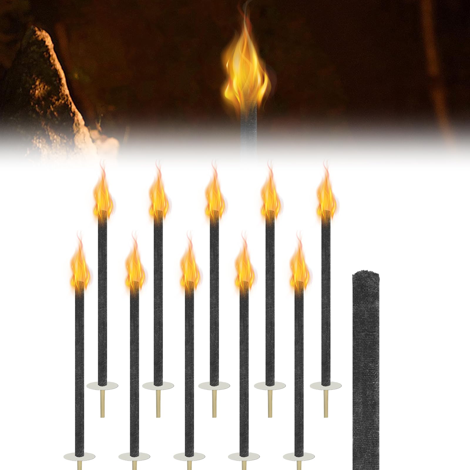 LILIIN Antorchas de cera para exteriores, tiempo de combustión, 100 min, antorchas de cera natural, antorchas, antorchas de jardín y linternas, para fiestas, senderismo, con protección para las manos