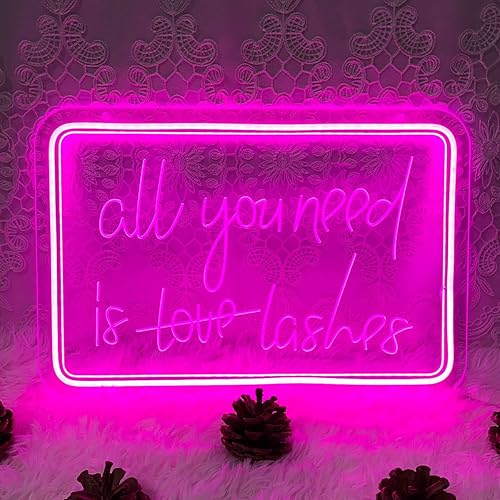 Miniatura 6 de Letrero de neón con texto en inglés "All You Need Is Lashes for Wall" (Todo lo que necesitas es pestañas para decoración de pared, diseño tallado en