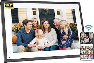 Digitaler Bilderrahmen WLAN 10,1 Zoll Multifunktional Smart Fotorahmen Touchscreen HD 1280 * 800 IPS mit APP, 32GB Speicher, Digitaler Kalender Weiß