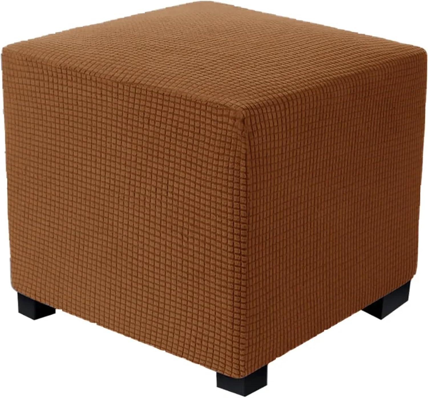 10PC Jacquard Stretch Ottoman Stool Cover Elastic Square Footstool Covers All-Inclusive Footrest Slipcovers Living Room for Living Room,Bedroom(Light Coffee,L)