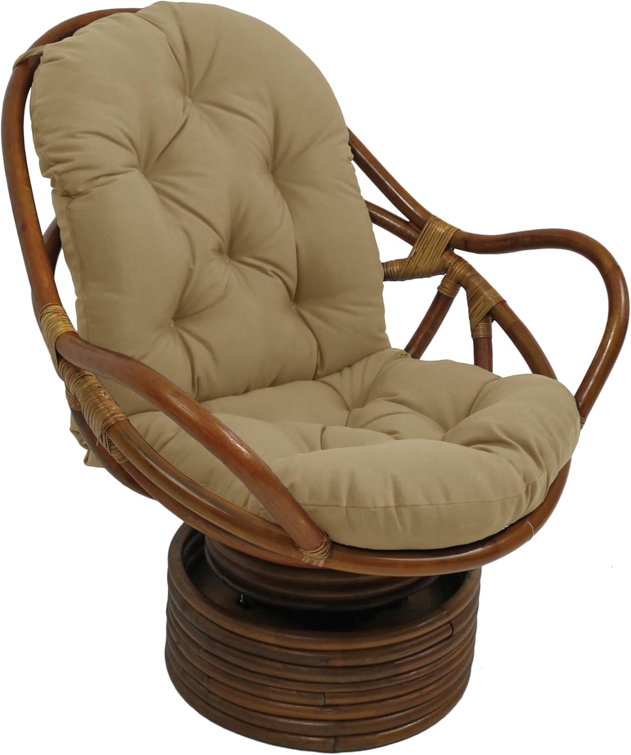 Blazing Needles Solid Outdoor Spun Polyester Swivel Rocker Cushion, 48" x 24", Sandstone