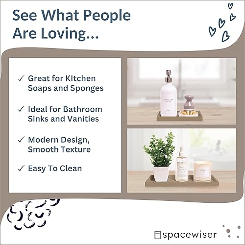 Miniatura 47 de Bandeja de encimera y tocador, 2 bandejas pequeñas de silicona de 7.7 pulgadas, bandeja de jabón de cocina, soporte para jabón de cocina, Gris