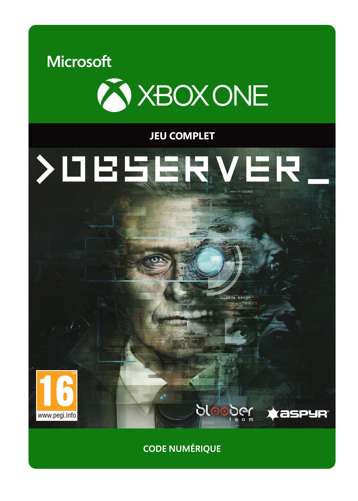 Xbox One Observer Code de téléchargement du jeu cyberpunk pour console Microsoft