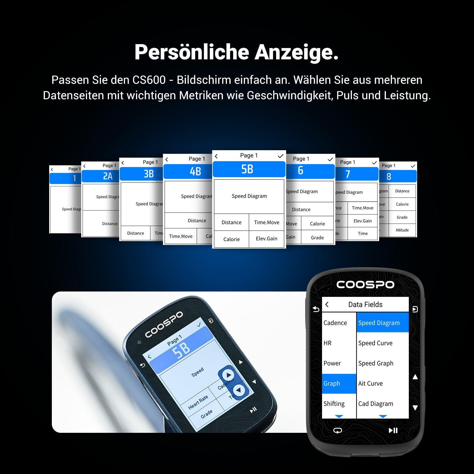 COOSPO Farbtouchscreen GPS Fahrradcomputer CS600, Wireless IPX7 Wasserfestes Fahrrad-GPS-Tachometer mit Bluetooth/ANT+, Hintergrundbeleuchtung & Routennavigation, unterstützt Fahrradradar & 36H