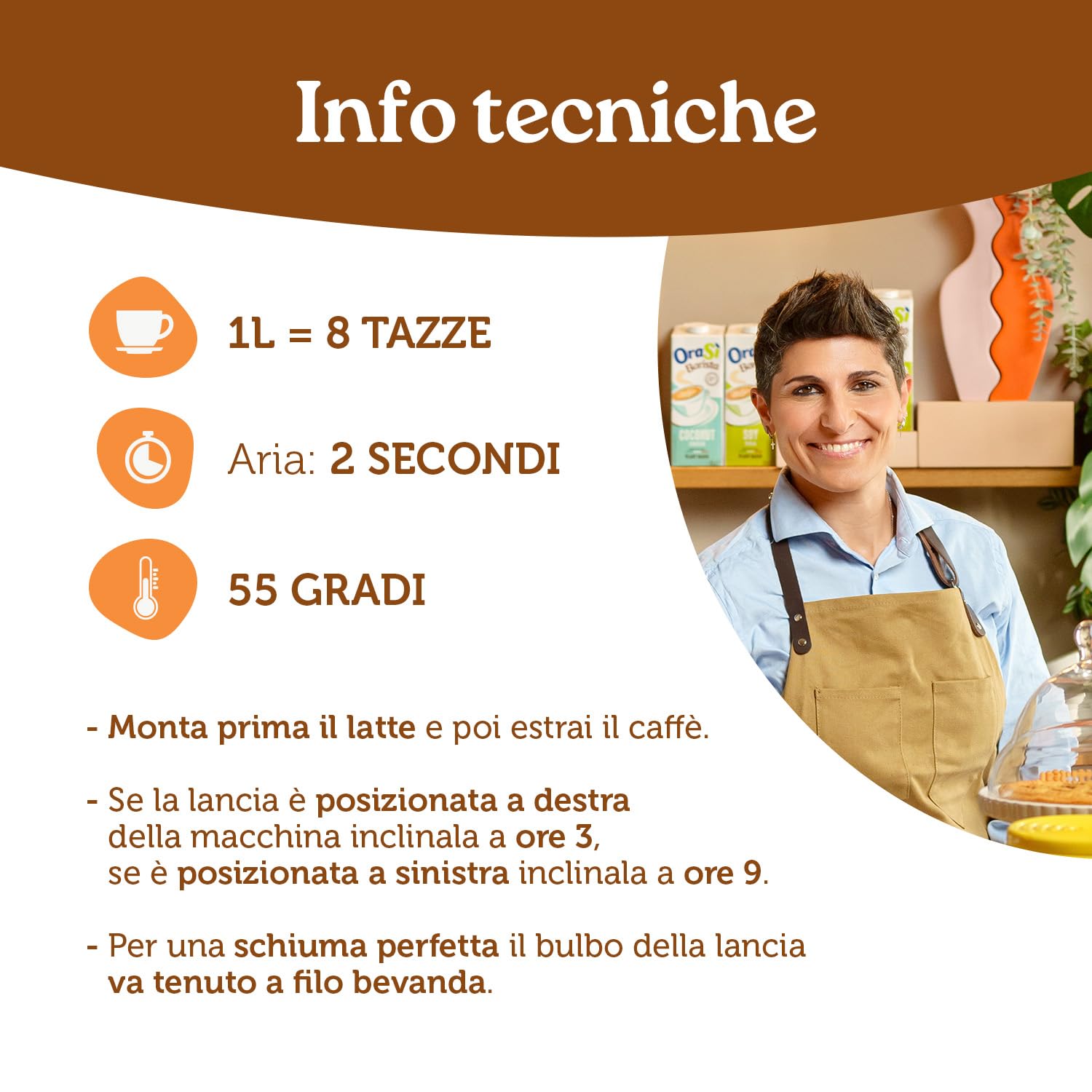 OraSì Barista Almond bevanda di mandorla (1 litro, 12 unità) - Alternativa vegetale al latte con mandorle italiane - Senza glutine - Per cappuccini schiumosi e dieta vegana - Gusto fresco di mandorla