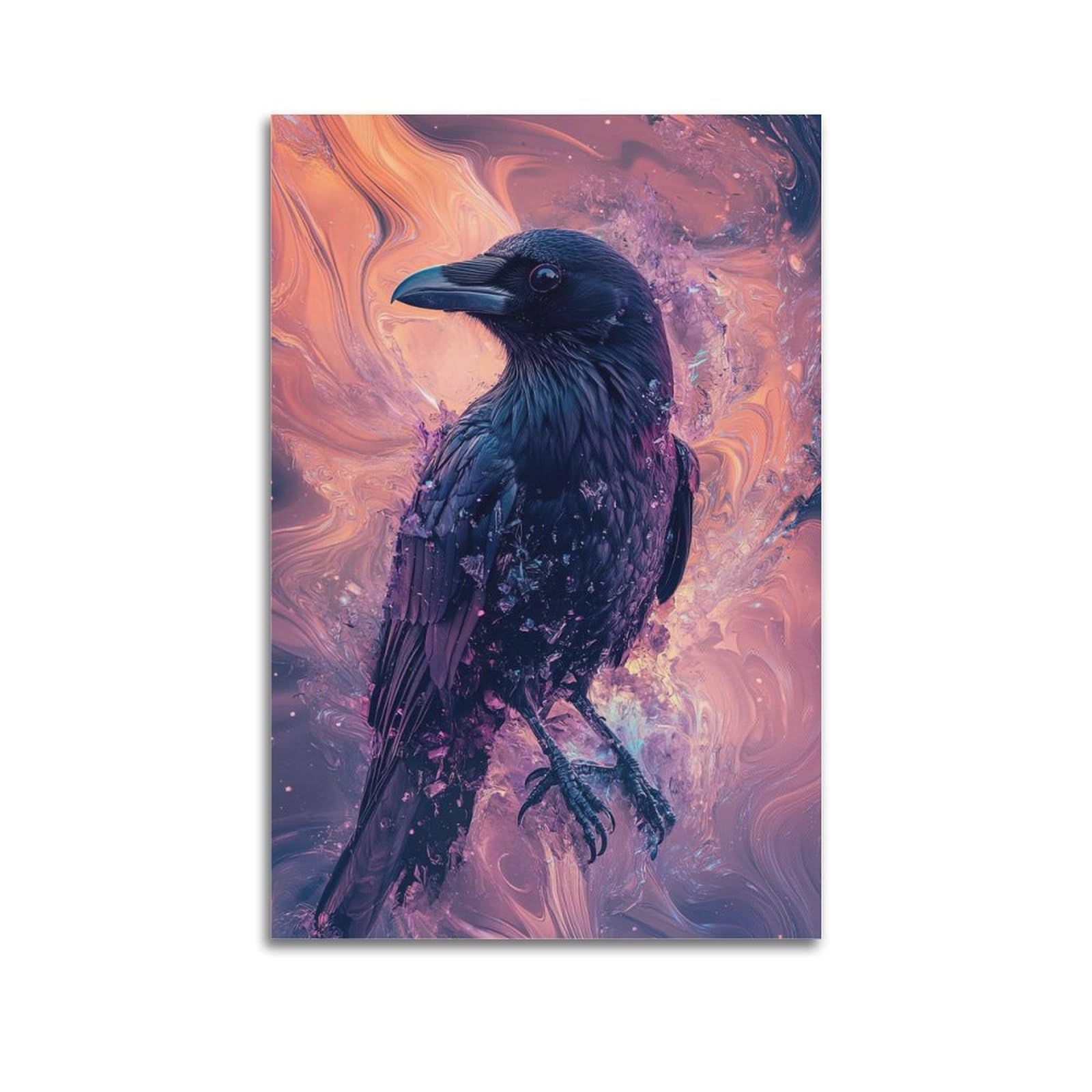 ZSZWHJ Animal Poster Looking Away from The Crows Artwork Poster Decorative Painting Canvas Wall Posters And Art Picture Print Modern Family Bedroom Decor Posters 24x36inch(60x90cm)