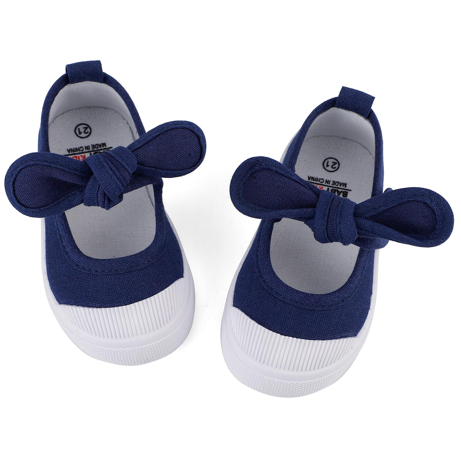LACOFIA Chaussures Mary Jane Classiques Bowknot en Toile pour Fille Chaussures d'école pour Enfants