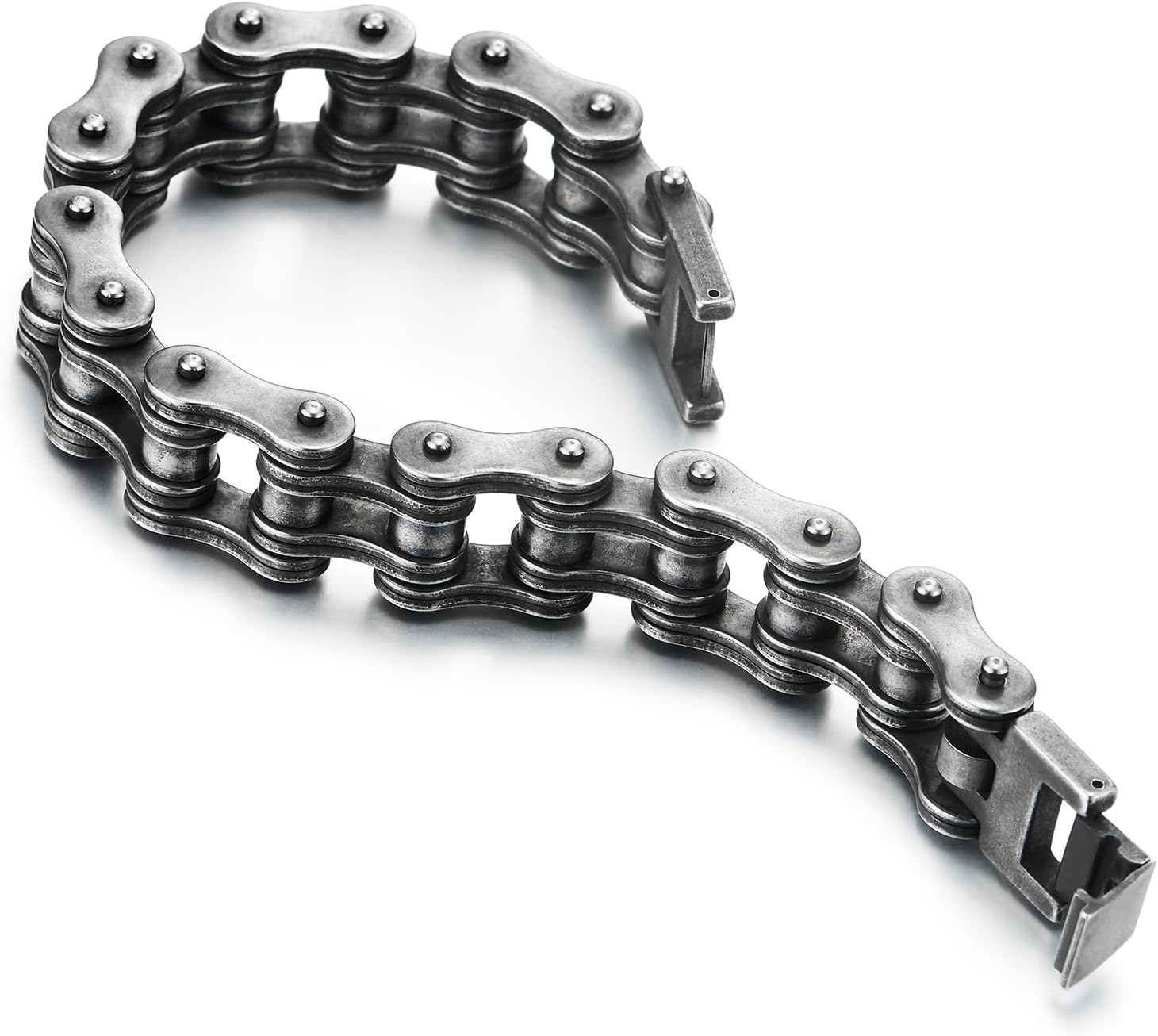 COOLSTEELANDBEYOND Masculine Mens Bike Chain Bracelet of Stainless Steel Two-Tone Polished - Image 5