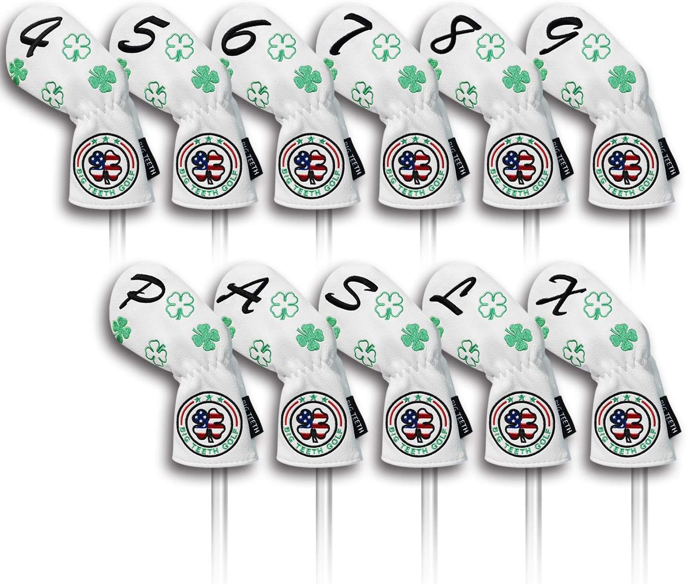 Golf Head Covers Driver Fairway UT Cover Putter Iron Cover Golf Club Protector Lucky Clover