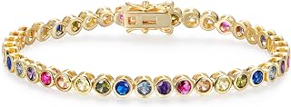 MDFUN Multi-Color 5A+ Cubic Zirconia Tennis Bracelet for Women