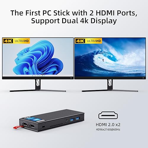 Miniatura 3 de MeLE PCG02 Pro sin ventilador Mini PC Stick J4125 8GB256GB Windows 11 Pro Micro Computer Stick Dual HDMI 4K Wi-Fi5 Gigabit Ethernet BT4.2 Soporte