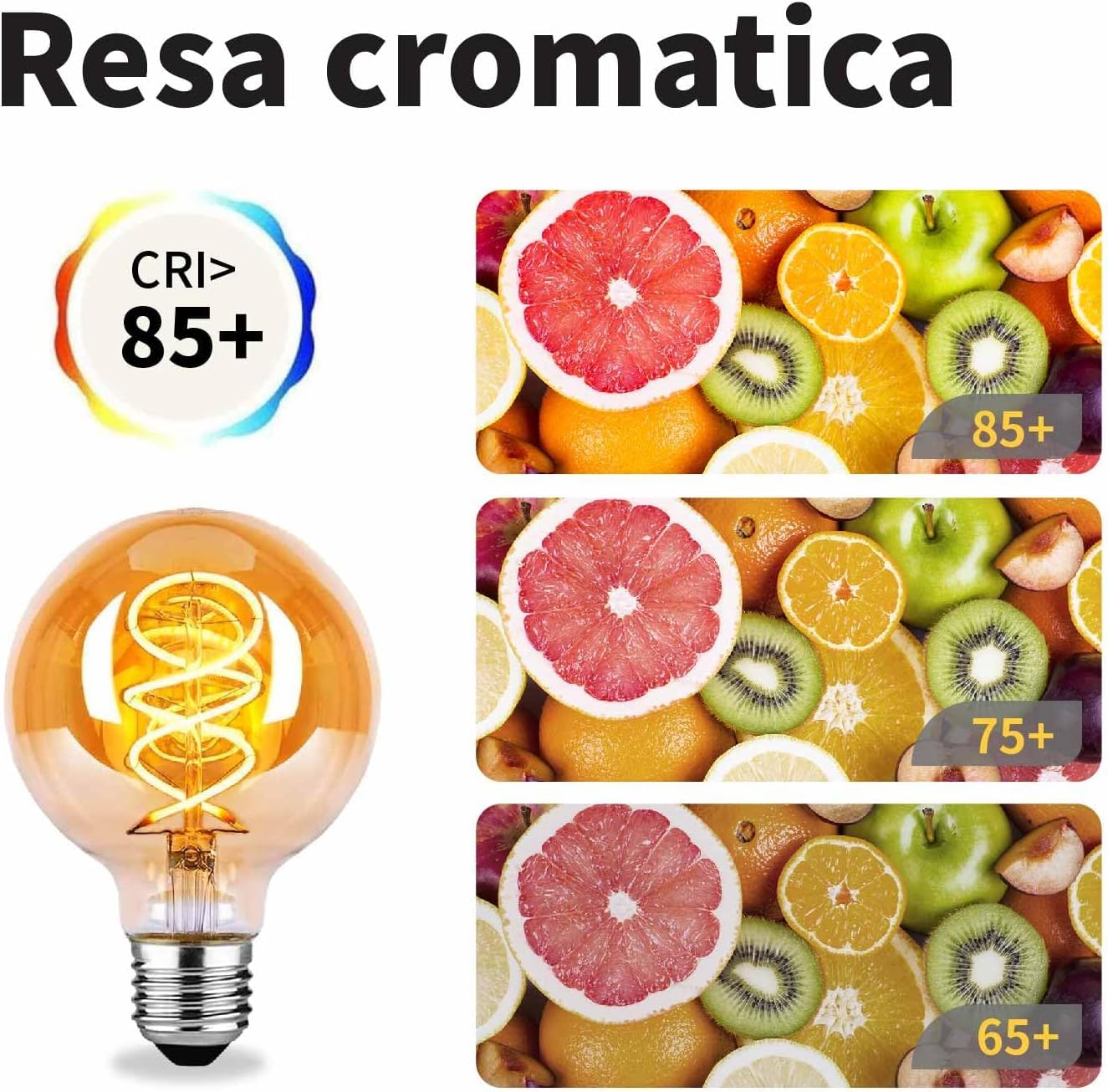 Lampadina LED E27 , Lampadine E27 Vintage luce bianca calda 2700K 4W G80 equivalenti a 40W, Lampadina retrò illuminazione retrò per soggiorno/camera da letto/sala da pranzo - ambra, confezione da 6