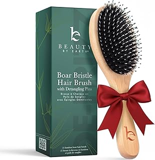 Boar Bristle Hair Brush - Smoothes & Detangles All Hair Types, Hairbrush for Women, Men & Kids, Brush for Thick Hair, Distributes Oils for Natural Shine & Stimulates Scalp
