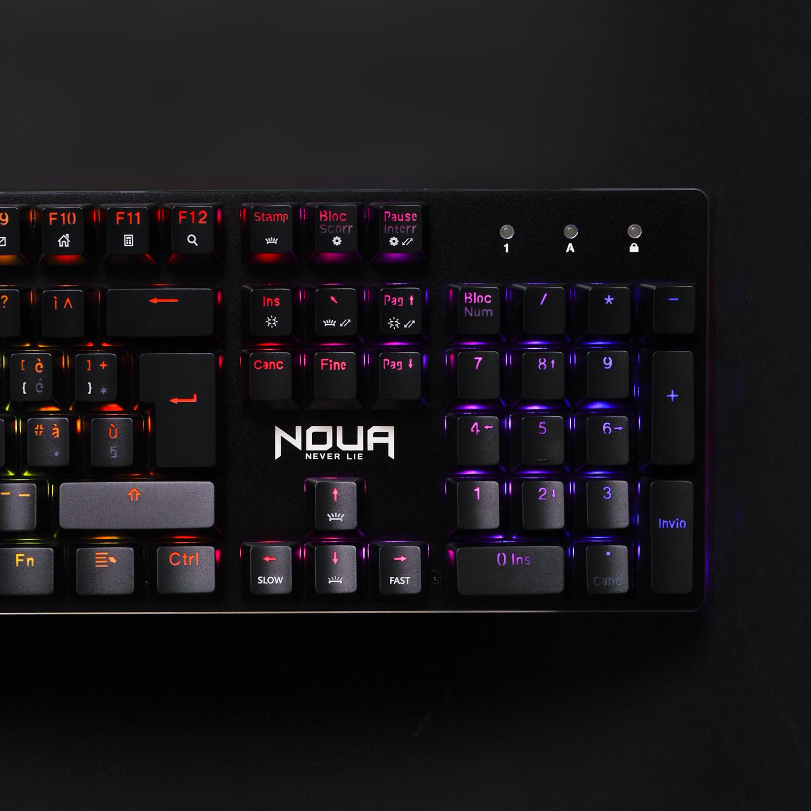 Noua Raid Tastiera Meccanica Gaming Switch Ottici RGB ITA 105 Tasti | Anti-ghosting, USB, 12 Tasti Multimediali, Retroilluminazione RGB Software, Antiscivolo