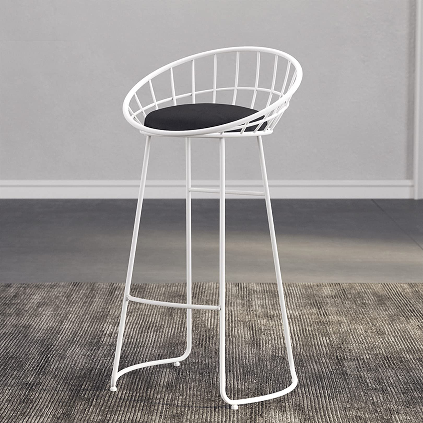 Chaises de bar en velours blanc 75cm avec pieds métal pour cuisine lot de 2