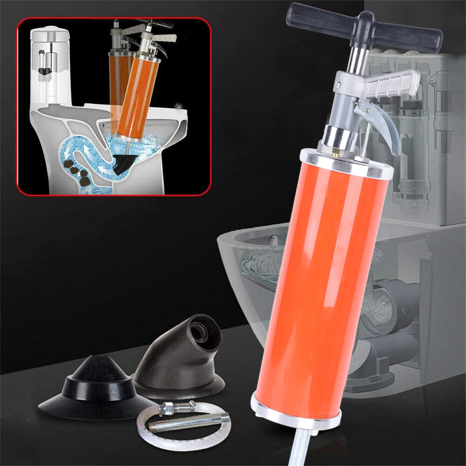 Limpiador manual de tuberías de alta presión, dispositivo de limpieza de tuberías de mano con aire comprimido, limpiador universal de tuberías de alta presión para desagüe de agua, 30 – 130 mm