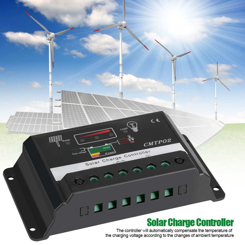 Fdit Regolatore di Carica Solare PWM 30A 12V/24V Auto, Protezione Completa per Batterie al Piombo