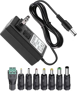 12V 3A 2A AC Adapter Charger with 8 Tips, ac/dc Adapter 100-240v, 50/60hz 12 Volts 3000mA DC in 12V Power Supply Cord for Sceptre Monitor Series, Seagate WD, LED Strip Light, CCTV Camera,Router Cable