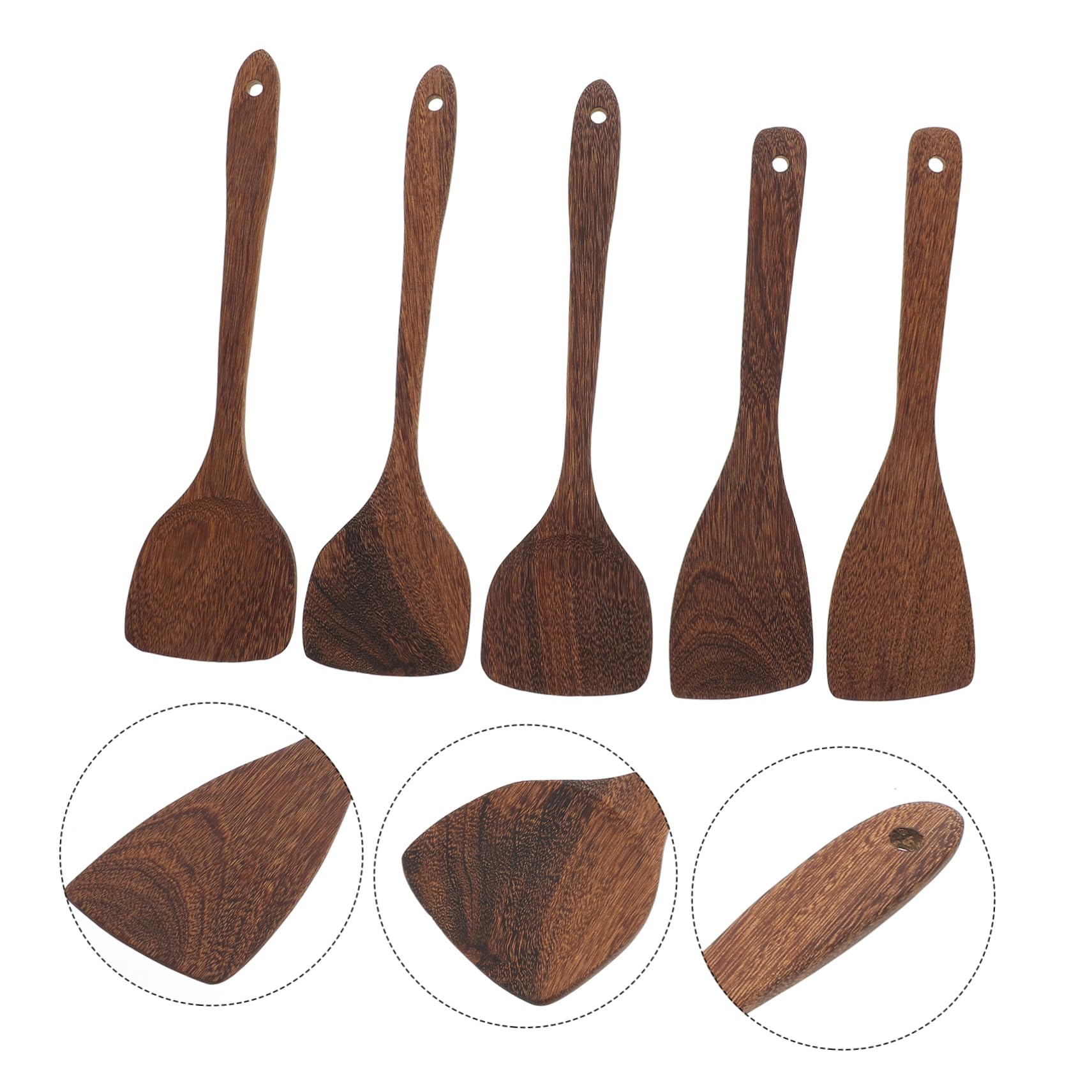 Set di 5 Utensili da Cucina in Legno per Cucina Antiaderente